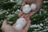 Golf ball sized hail and larger north of Camrose