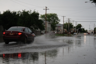 Flooded streets in Wetaskiwin
